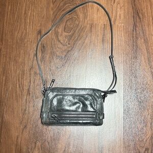 BOTKIER Mercer Black Cracked Leather Gunmetal Shoulder Crossbody Bag + Dustbag